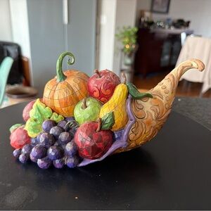 Jim Shore Multicolor Cornucopia Fruit Sculpture